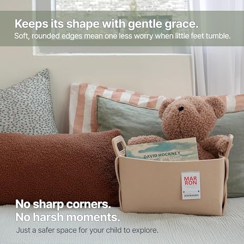 Collapsible Felt BABYPINK Storage Bin Large 14.6"x9.4"x9.4" – Foldable Basket with Handles for Closet, Laundry Room Organization, Toy Storage, Decorative Storage Bins for Shelves, Nursery