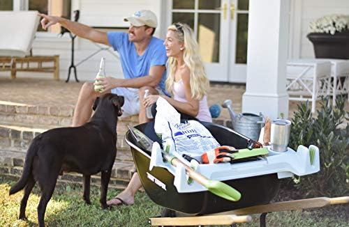 The Burro Buddy, USA Made Lawn/Garden Tray for All 4-6 cu. ft. wheelbarrows. Holds rake, Shovel, Short Handle Tools, Drinks & Water Tight Storage for Phone. Wheelbarrow not Included. Great Gift!