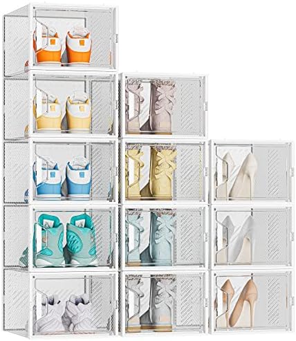 SIMPDIY XL Clear Shoe Storage Boxes, Stackable Shoe Organizer for Closet