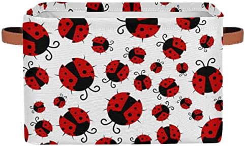 Ladybugs Red Polka Dot Cube Storage Bin with Handle Collapsible Laundry Storage Basket Rectangle Container Box for Home Office Closet Shelves 1 Pack