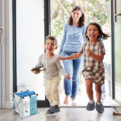 Wonderjune Foldable Disposable Shoe Cover Box Dispenser, Beige, Light Blue