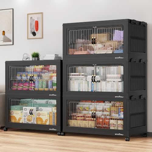 BROVIEW 1000QT Extra Large Stackable Storage Bins with Lids, 5Pack Black