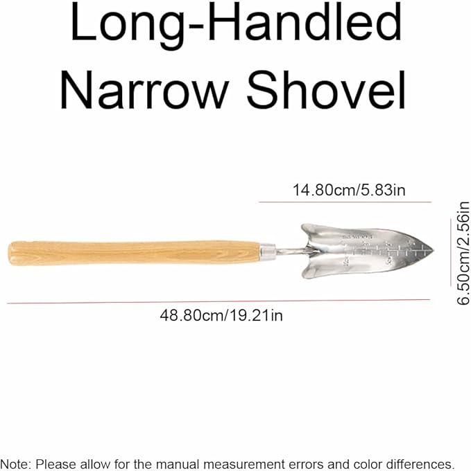 tooloflife Long Handle Garden Shovel – Stainless Steel Gardening Hand Trowel for Planting Digging Transplanting (Wide Shovel)
