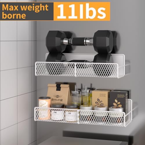 6 Pack Magnetic Shelves for Washing Machine, Magnetic Spice Rack Organizer for Refrigerator, Magnetic Shelf with Hanger Organizer, Metal Magnetic Basket, Laundry Organization and Storage, White