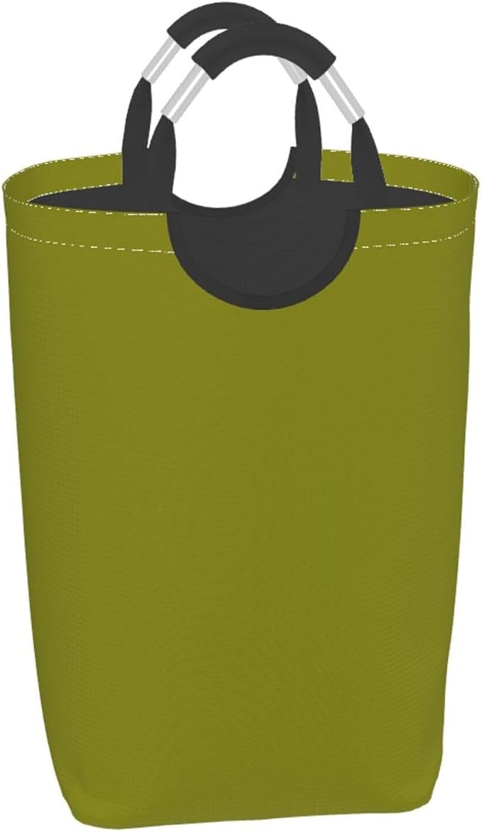 Large Laundry Hamper Bag, Olive Green Color Collapsible Laundry Basket Dirty Clothes Organizer Washing Bin for Family Essentials Storage
