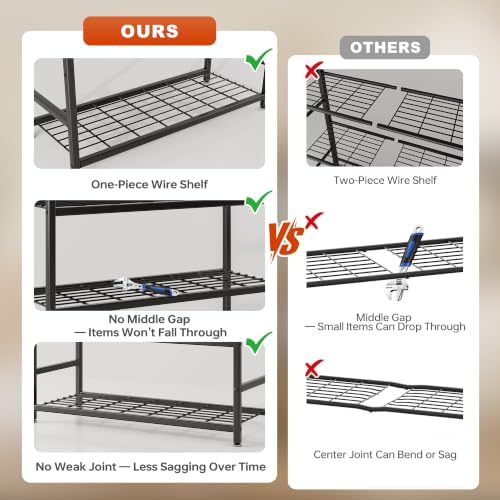 Storage Shelves, 5-Tier Metal Shelving Unit with 120 lbs Per Shelf, Leveling Feet, Storage Rack for Garage, Kitchen, Pantry, Closet, 24" x 12.2" x 61.1", Black