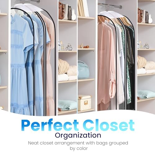 Handy Laundry Clear Garment Bags for Hanging Clothes, 50" Suit Bags, 4-Pack