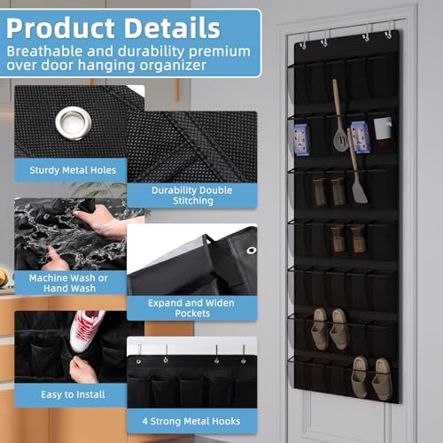 Aisoso Over the Door Shoe Organizer, Black