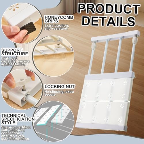 Gerrii 2 Pcs Expandable Closet Tension Rod Shelf, 28.74''-49.21''