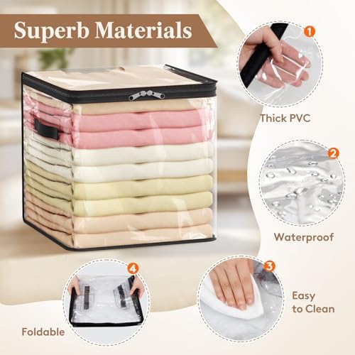 Lifewit 4 Pack Clear Clothes Storage Bags, Sweater Storage with Zipper, 36L