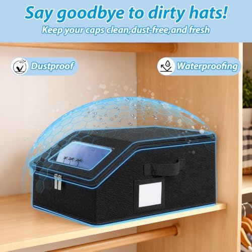 Hat Storage for Caps, 1-Pack Stackable Hat Organizer Boxes, Black