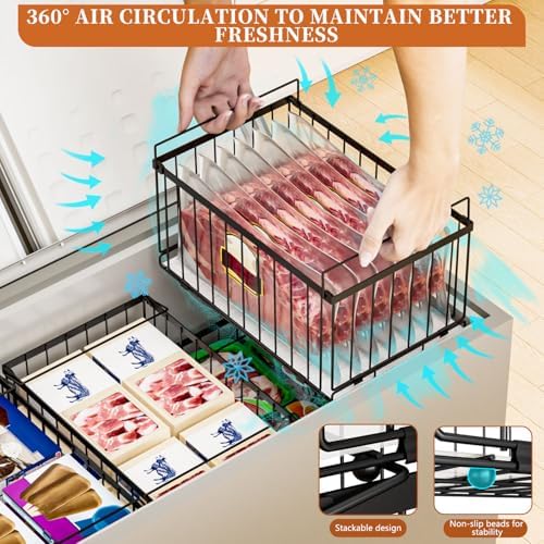 Large Freezer Organizer Bins for 5 to 9 Cu.Ft,Quick Expand/Collapse,4PACK