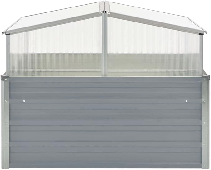 Outdoor Garden Greenhouse with Adjustable PC Panels, Galvanized Steel Cold Frame for Raised Bed Planting, Stackable Square Plant Protection Cover, 39.4 x 39.4 x 33.5 Inches