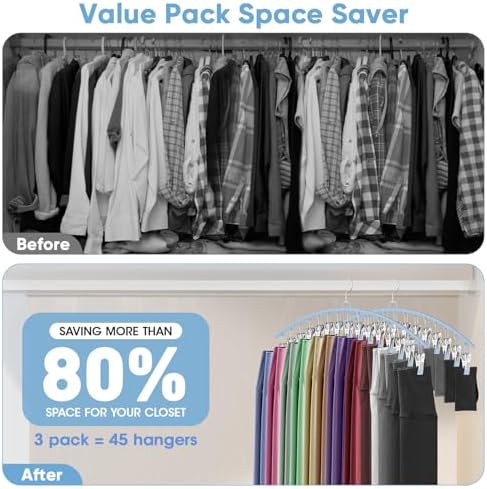 3 Pack Legging Organizer for Closet Hanging, Pants Hangers with Clips Metal
