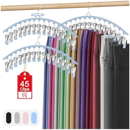 3 Pack Legging Organizer for Closet Hanging, Pants Hangers with Clips Metal