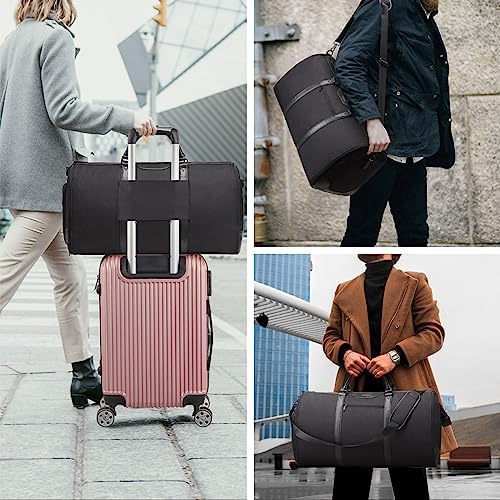 ZRSUN Garment Bag for Travel, Convertible Carry-On Duffel with Shoe Compartment, Waterproof & Wrinkle-Free Suit Carrier for Business Trips & Weekend Getaways, Foldable & Lightweight