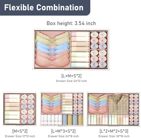 DIMJ Drawer Organizer Clothes 28 Pack - Foldable Baby Organizers and Storage Dresser Organizer for Bedroom, Closet Nursery Organization Dresser Dividers for underwear, Sock, Bra, Belt, Tie