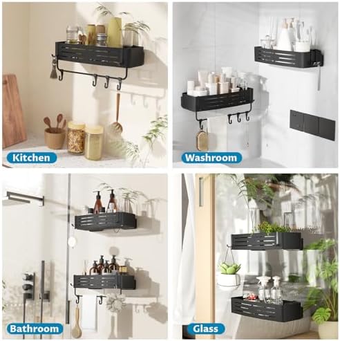 Onemake Suction Cup Shower Caddy, Shower Shelf, Bathroom Organizer, Black