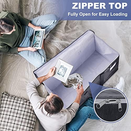 StorageRight Heavy Duty Moving Boxes-Moving Bags with Zipper, Reinforced Handles and Tag Pocket-Collapsible Moving Supplies-Totes for Storage Great for moving, Storage and Travel 93L(Gray-4 Pack)