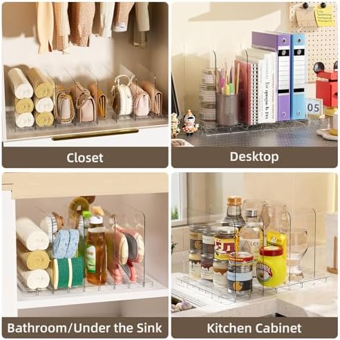 Bag & Purse Organizer for Closet Stackable Acrylic Shelf Dividers for Closet Organization, Clear Handbag Purse Storage Organizer Divider, Keep Clutch, Wallet, Pocketbook Upright, 2 Pack
