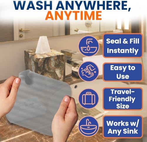 Travel Laundry Detergent Sheets with Universal Sink Stopper – 50-Count Travel Detergent Sheets and Flat Silicone Sink Stopper for Sink Washing in Hotels, Cruises & Camping