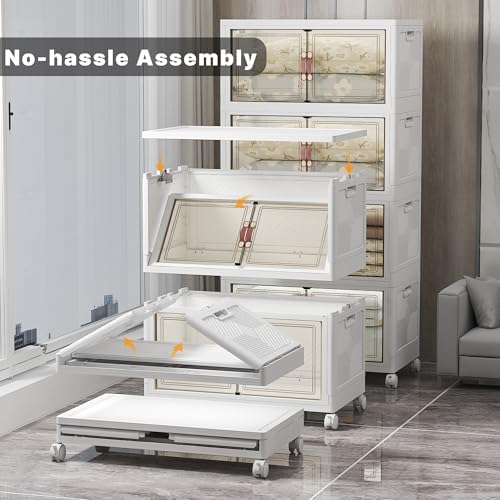 UAMFURI Stackable Storage Bins, 1440QT Collapsible Drawers with 2 Lids