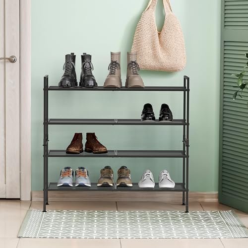 Simple Houseware 2-Tier Stackable Mesh Shoe Rack, Black