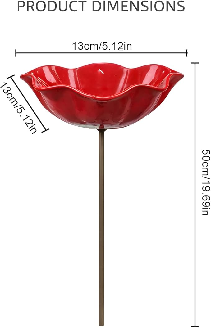 Handmade Metal Flower Garden Stake, Outdoor Bird Baths, Butterfly Water Feeder, Bee Watering Flowers Stake Station for Garden Lawn Yard Decor (2PCS)