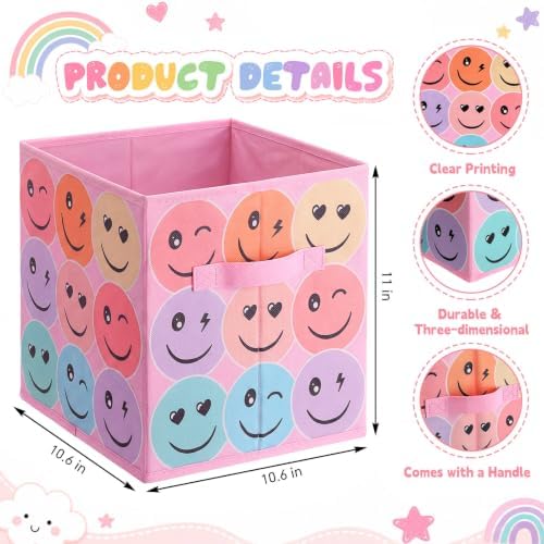 Reallnaive 6 Pcs 11 Inch Pastel Fabric Book Bins Classroom Storage Cubes
