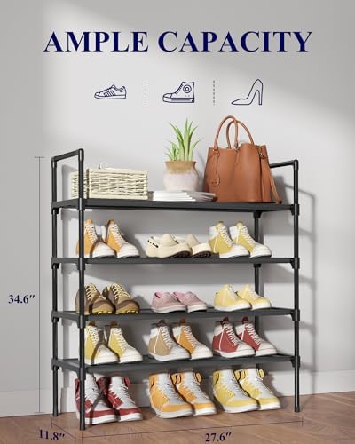 Kitsure Shoe Rack for Closet, Shoe Organizer, 27.6" Wide - 4 Tier, Black