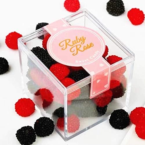 KissYou Acrylic Box for Candy Clear Display Boxes wit Lid Small Plastic Square Cube Jewelry Storage Box Birthday Wedding Graduation Party Decoration Decorative Boxes
