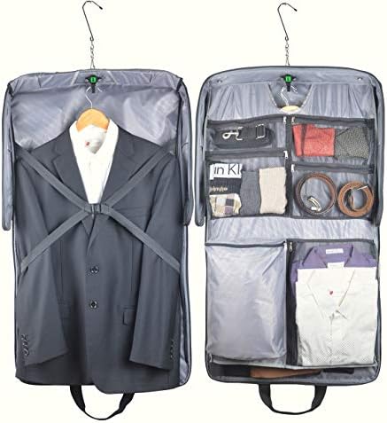 Foldable Carry On Garment Bag Fit 3 Suits, 44-inch Suit Bag for Travel and Business Trips with Shoulder Strap
