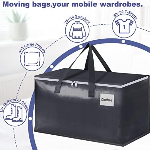 StorageRight Heavy Duty Moving Boxes-Moving Bags with Zipper, Reinforced Handles and Tag Pocket-Collapsible Moving Supplies-Totes for Storage Great for moving, Storage and Travel 93L(Gray-4 Pack)