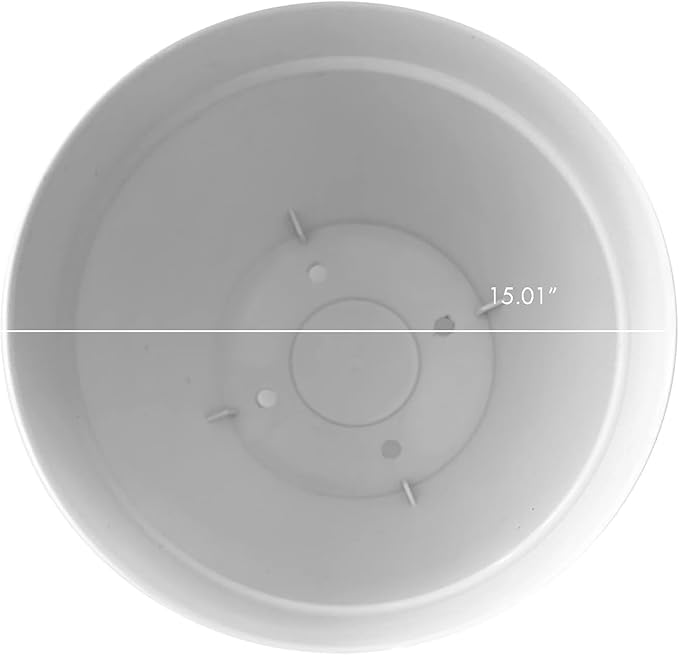 15" Classic Plastic Planter, Multipurpose Pot for Indoor & Outdoor Plants,Cream White