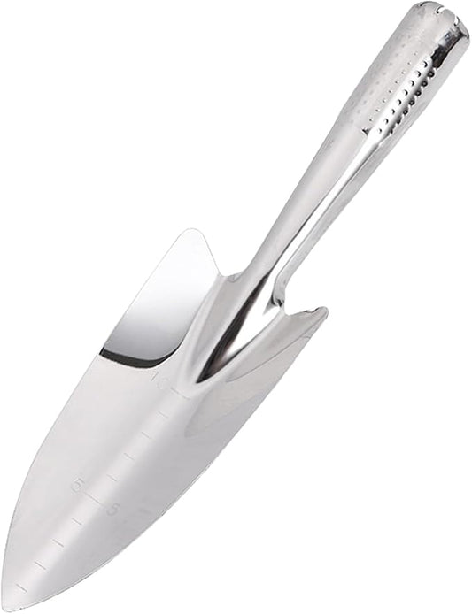 Garden Shovel with Measurement Mark, Stainless Steel Hand Trowel for Transplanting, Rustproof Digging Tool for Outdoor Garden Beds