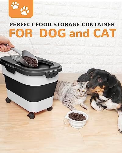 20-23 Lbs Dog Food Storage Container Airtight,Collapsible Pet Food Storage