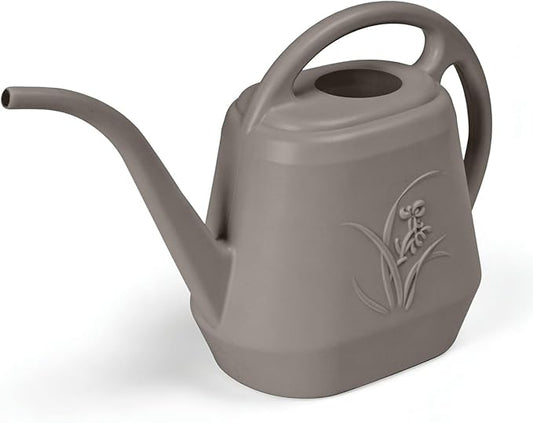 Hand Plastic Watering Can - for Indoor and Outdoor Home Garden Plants - with Long Spout - Coffee Color - 1/2 Gallon