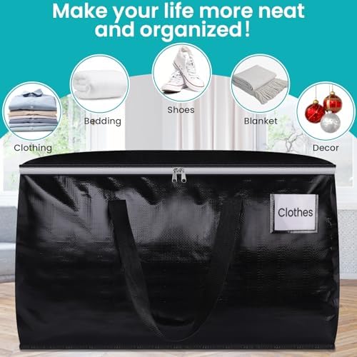 Large Heavy Duty Moving Bags, 93L Reusable Packing Bags, 10 Pack