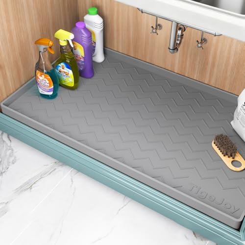 TigeJoy Under Sink Mats for Kitchen Waterproof 34" x 19", Cabinet Liner