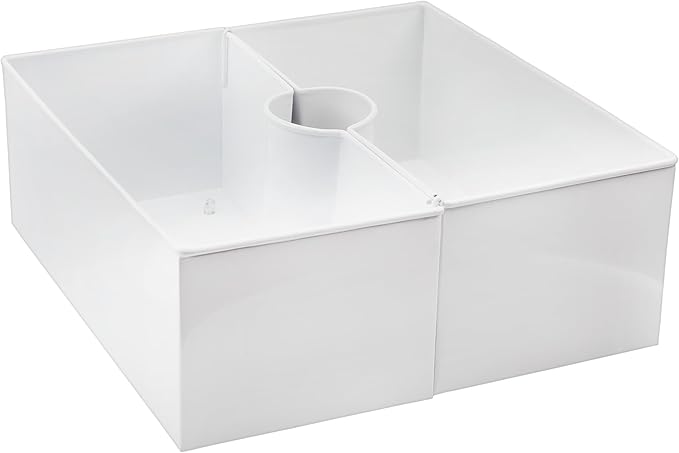AuldHome Design Umbrella Planter for Patio Table (White Square), w/Umbrella Hole, Enamelware Rectangular Planter Pots