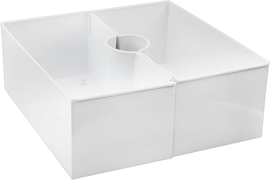 AuldHome Design Umbrella Planter for Patio Table (White Square), w/Umbrella Hole, Enamelware Rectangular Planter Pots