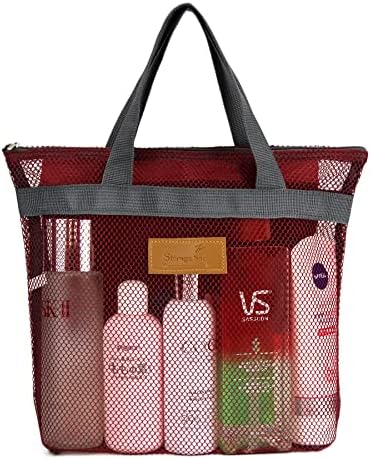 TOPASION Mesh Shower Caddy Bag Portable Hanging Toiletry and Bath Organizer with Zipper for Travel, Gym, Camping, College Dorms, Beach