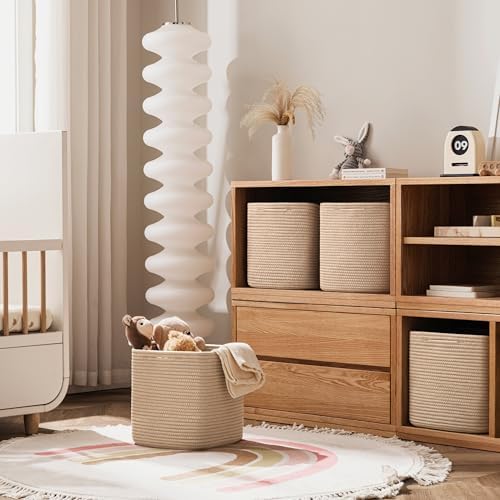joybest 11inch Cube Storage Bins, Cotton Rope Woven Organizer Basket