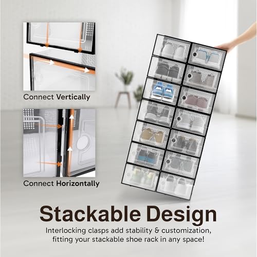 Reli. Shoe Box (14 Pack) | Clear Storage Shoe Box Stackable & Compact