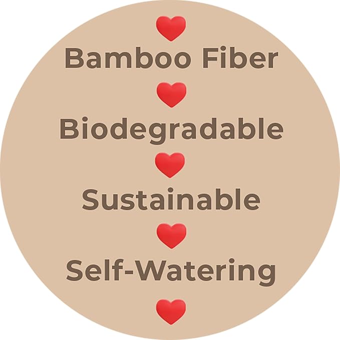 7” Self-Watering Pot – Eco-Friendly Bamboo Planter, Biodegradable & Plastic-Free, Indoor/Outdoor Plant Pot with Built-in Water Well for Healthy Root Growth