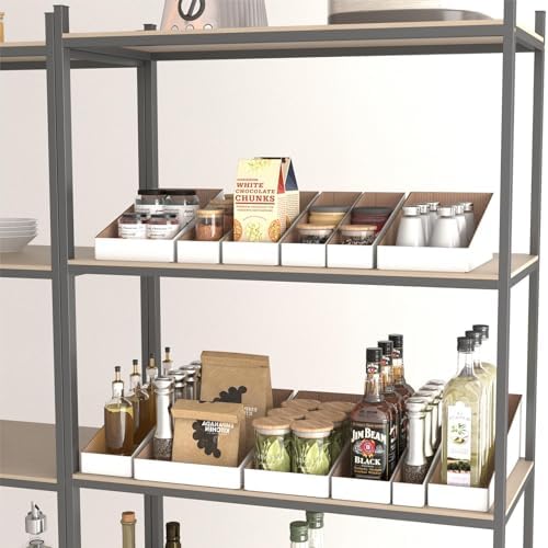 EXYGLO Cardboard Storage Bins 35 Pack, 12x3x4.5 Inch Cardboard Boxes, Corrugated Organizer Bins for Pantry, Shelves, Garage, Office, Shop, White