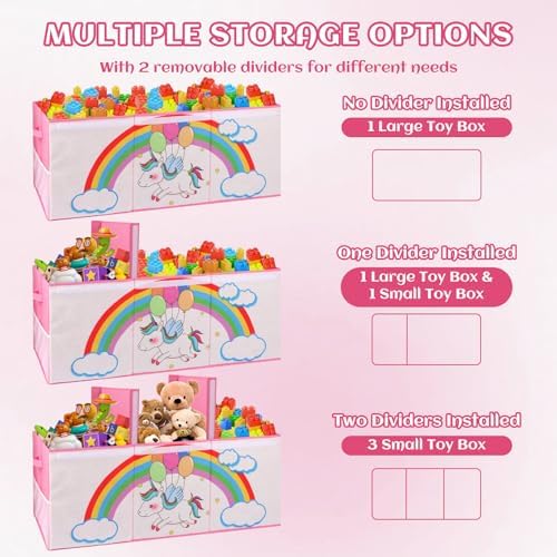 Extra Large Toy Box, Collapsible Storage Organizer with Lids, Sturdy Unicorn Toy Chest for Boys Girls, 40"x14"x16" Kids Storage Bin Box Baskets for Living Room, Playroom, Bedroom, Nursery