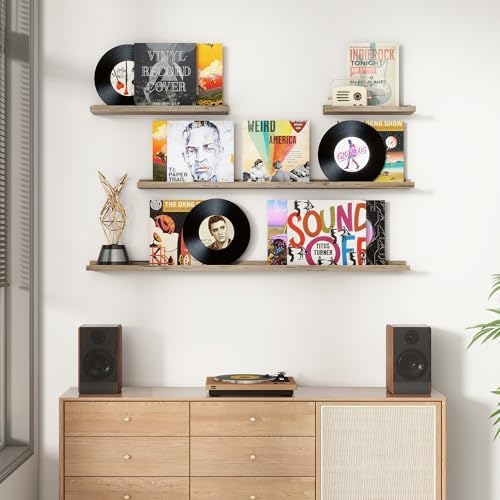 FLYJOE Floating Picture Ledge Shelves for Wall Set of 4, 24 Inch Wall Shelves with Lip Long Large Nursery Book Shelf for Toys Storage Kids Bookshelf Wall Mounted Living Room Bedroom Decor Frames