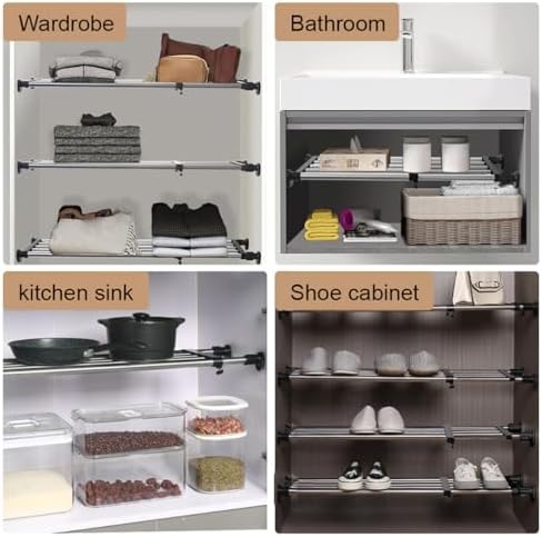 Hershii Expandable Closet Tension Shelf Rod Tension Shelves for Closet