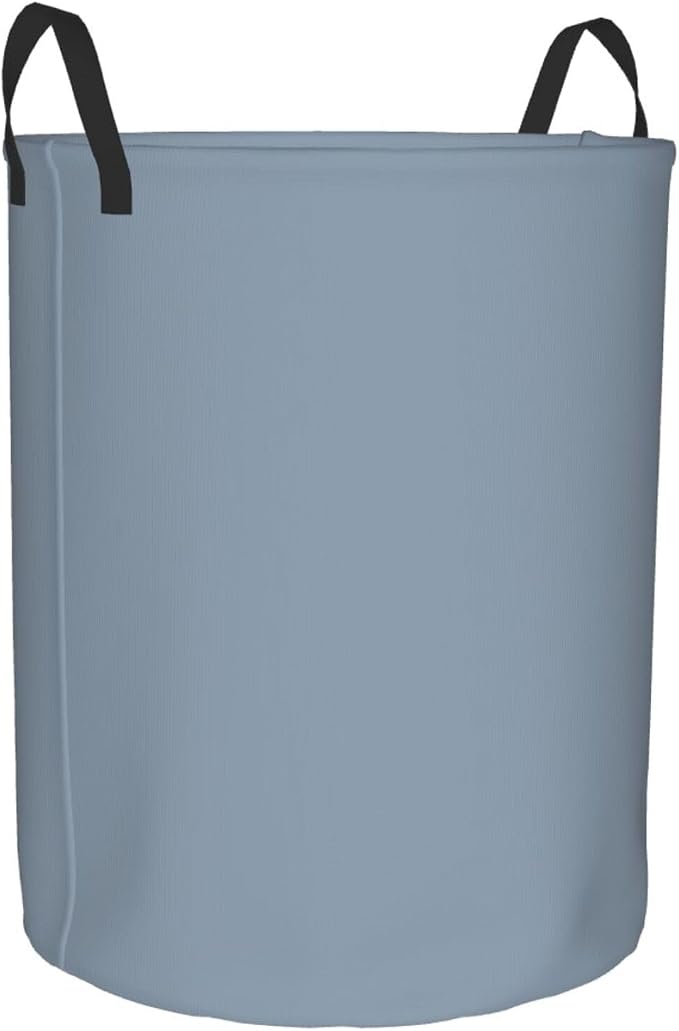 19.6" Large Laundry Hamper Bag, Dusty Blue Color Collapsible Laundry Basket Dirty Clothes Organizer Washing Bin for Family Essentials Storage